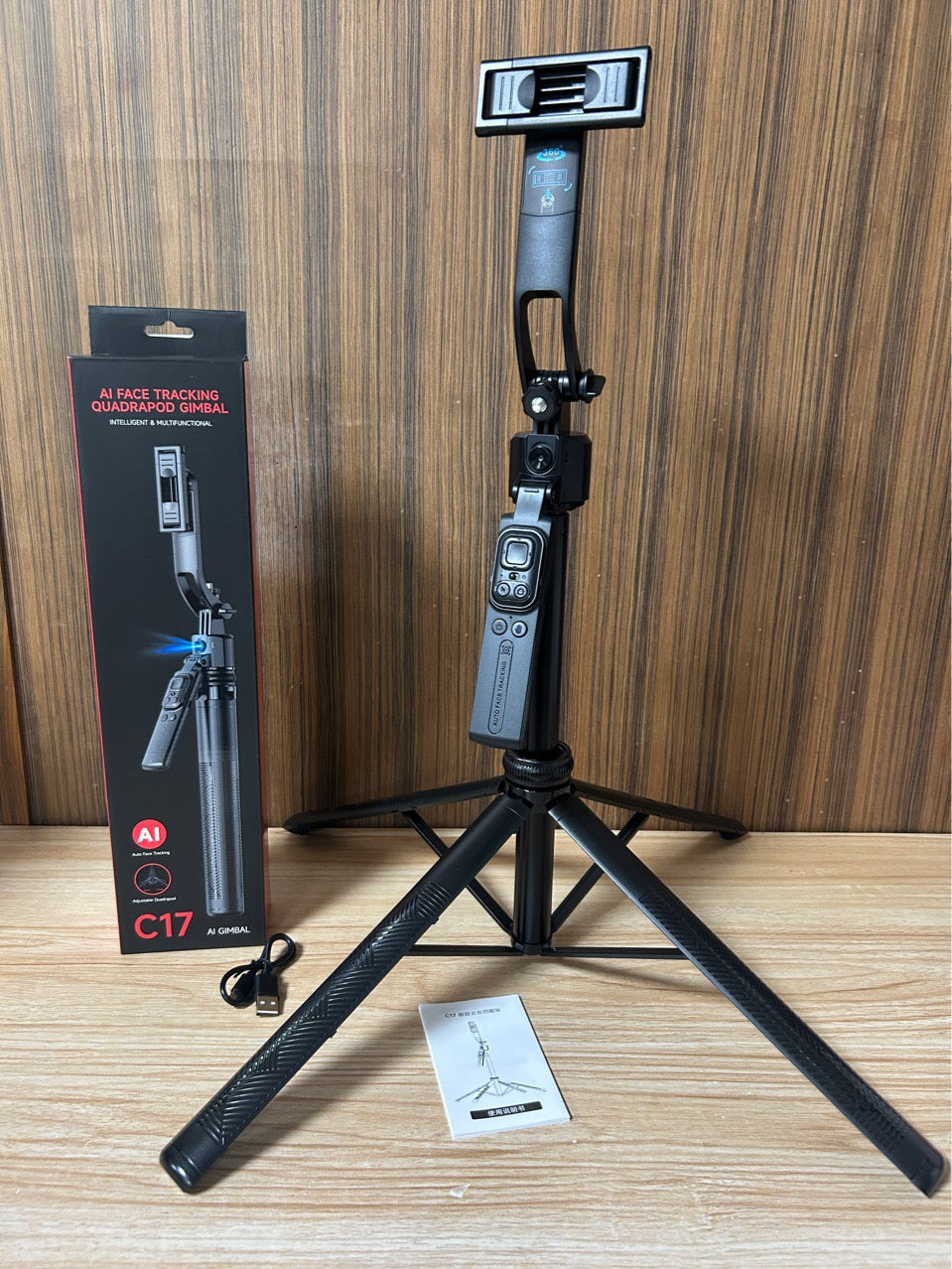 C17 Gimbal Tracking Quadpod Stand Ai Anti-Shake 360 Face Tracking Fully Automatic Video Multifunctional Device
