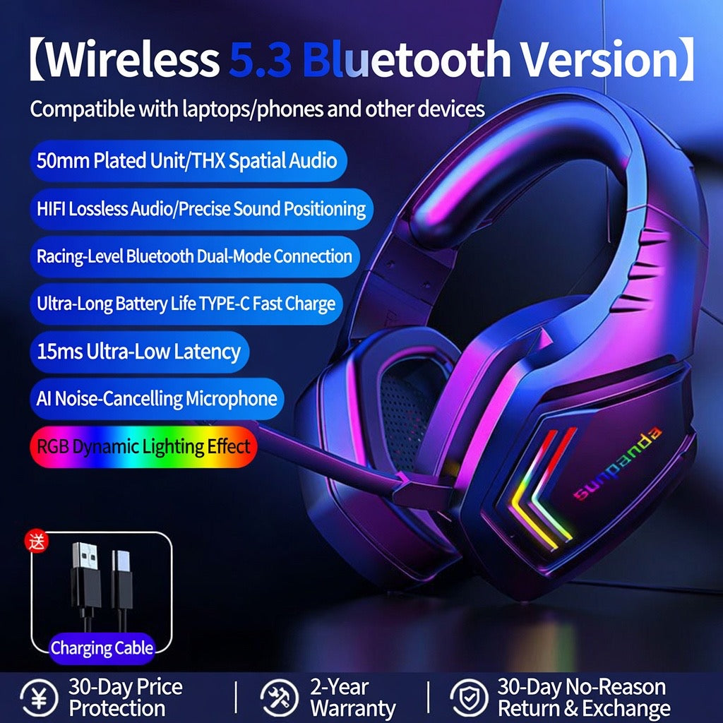 Bluetooth Wireless Gaming Headset for Sports & Running – Over-Ear Headphones