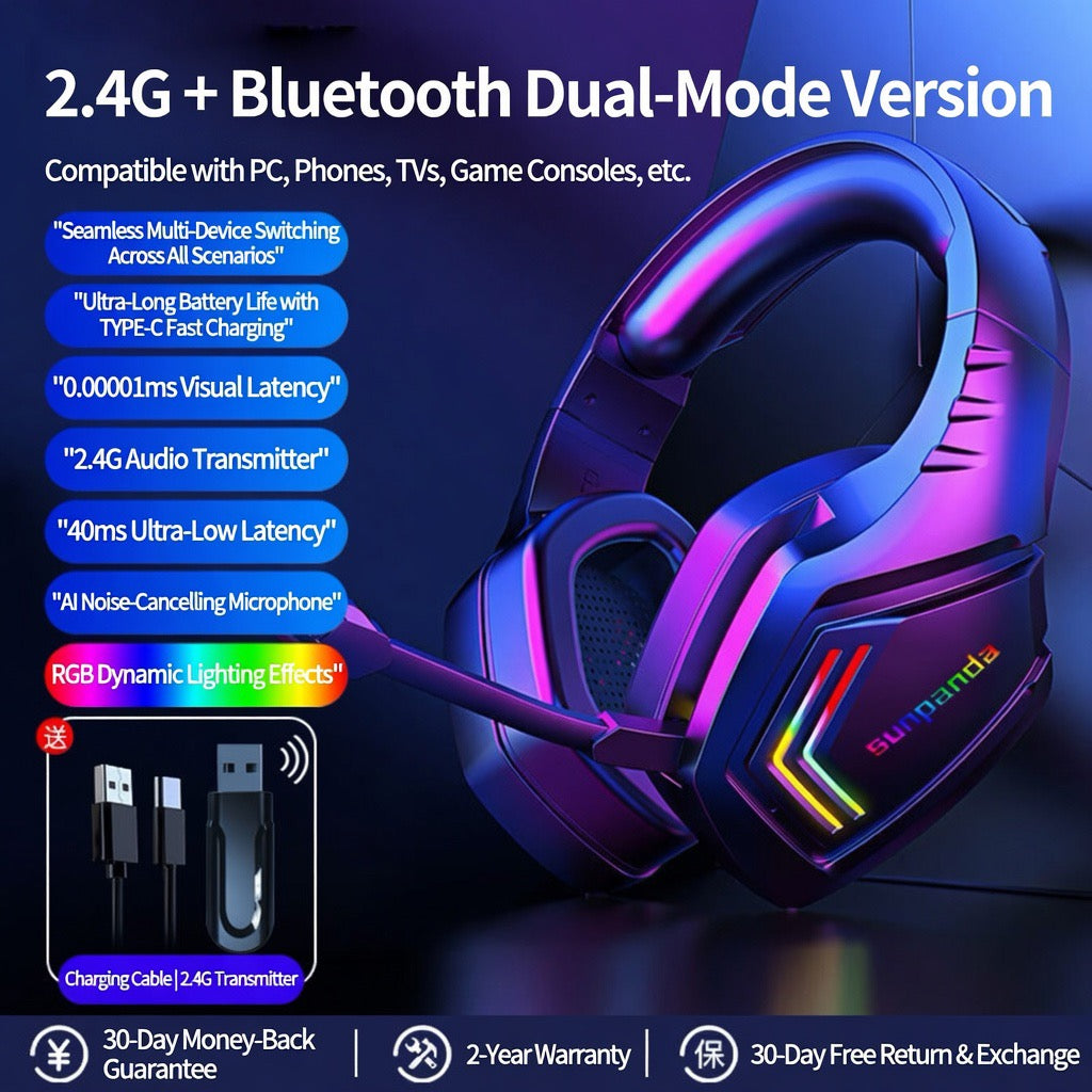 Bluetooth Wireless Gaming Headset for Sports & Running – Over-Ear Headphones
